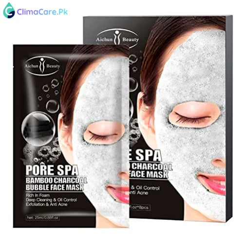 AICHUN BEAUTY Pore Spa Bamboo Charcoal Bubble Face Mask 8 Pack