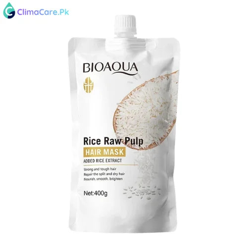 Bioaqua Rice Raw Pulp Hair Mask - Repairing Treatment for Dry Damaged Hair - 400g