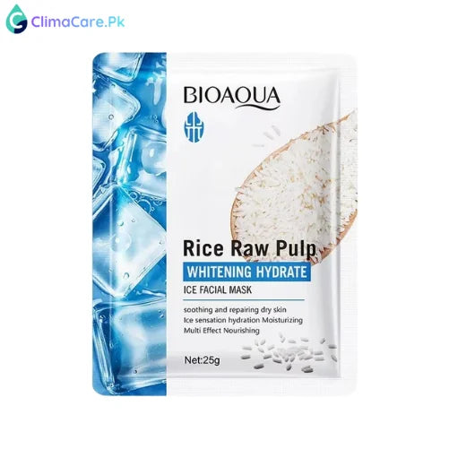 Bioaqua Rice Raw Pulp Whitening Hydrate Ice Facial Sheet Mask 25g
