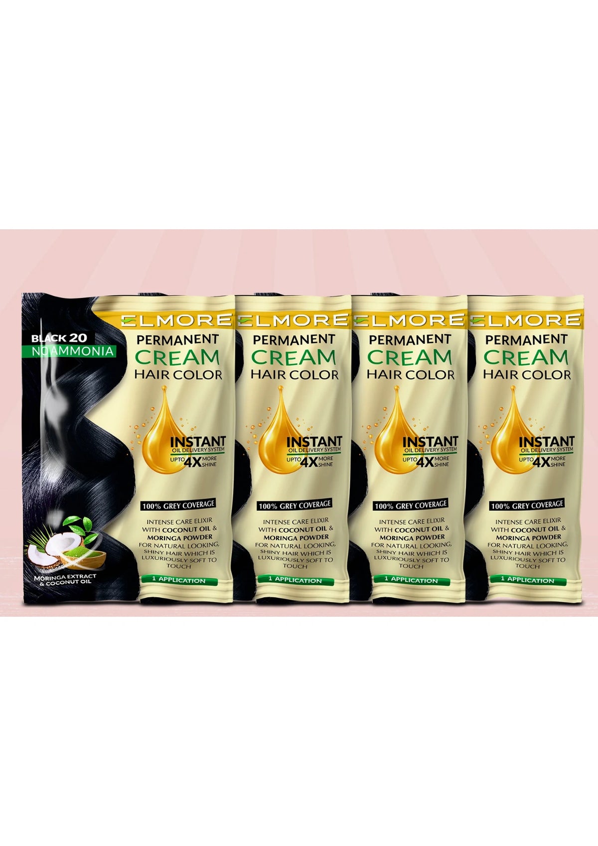 Pack of 4 Advanced Cream Hair Color Black 20
