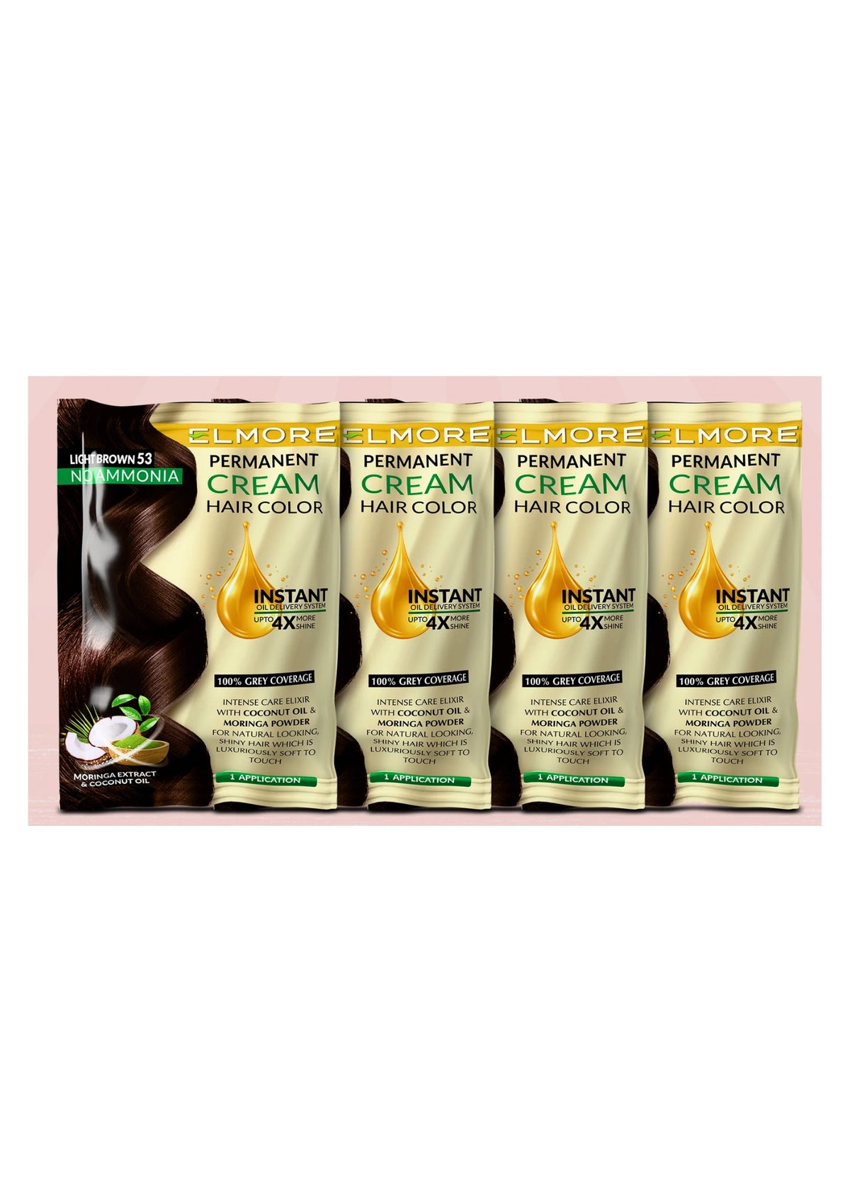 Pack of 4 Advanced Cream Hair Color Light Brown 53