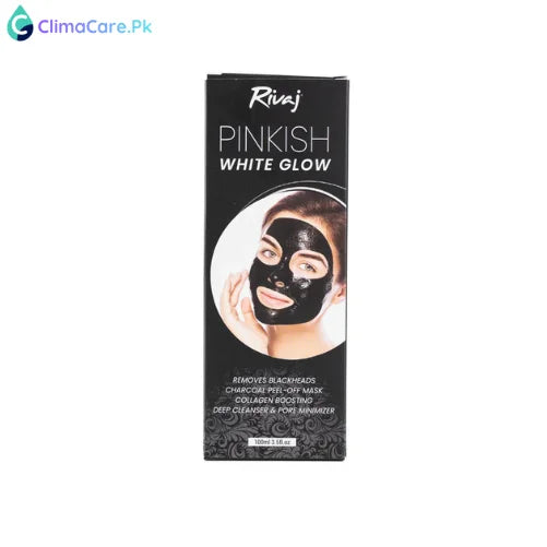 Rivaj Pinkish White Glow Charcoal Black Peel Off Mask 100ml