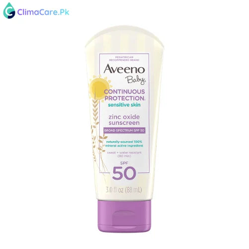 Aveeno Baby Continuous Protection® Sensitive Skin Lotion Zinc Oxide Sunscreen with Broad Spectrum SPF 50