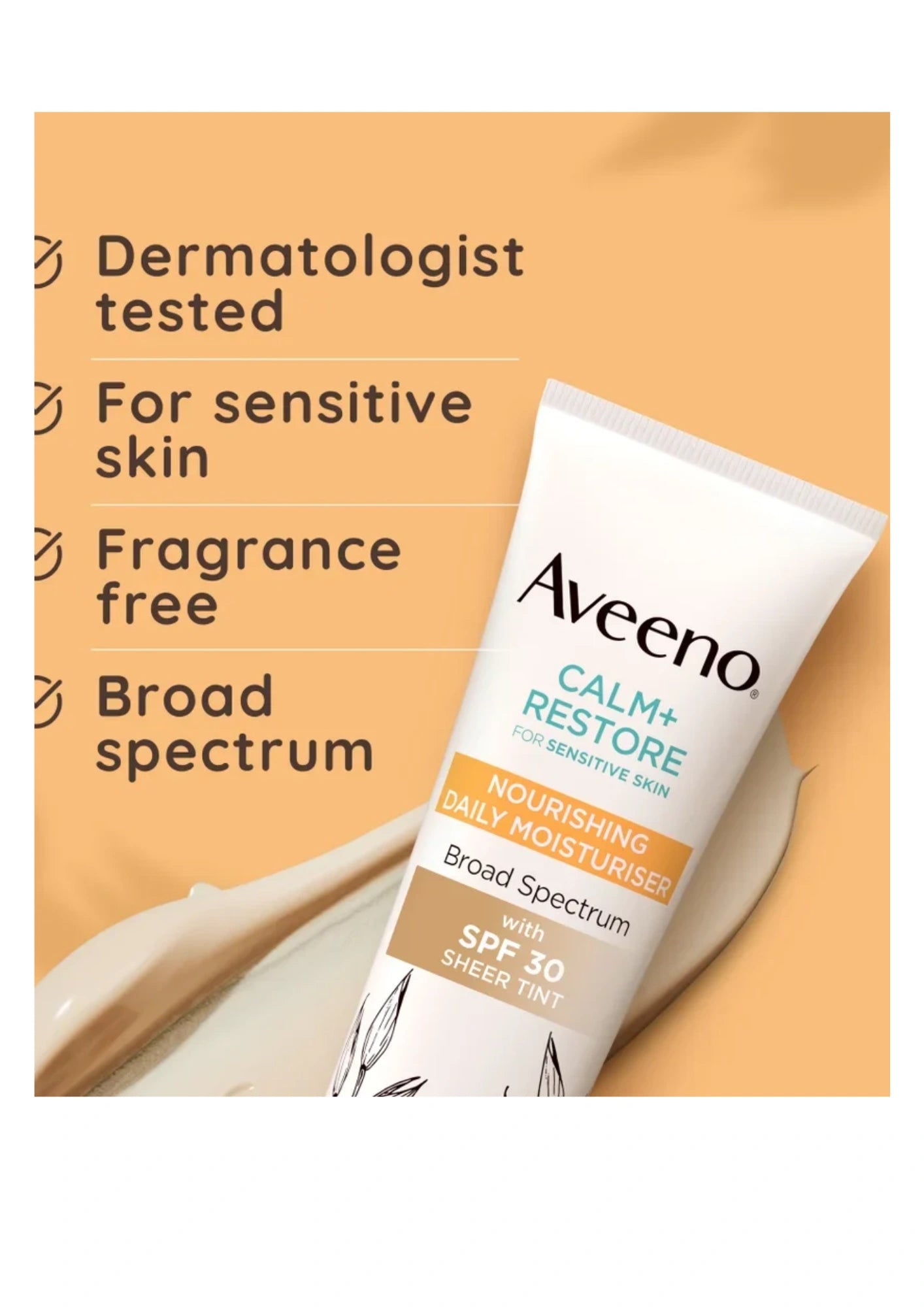 Aveeno Face Calm And Restore Nourishing Daily Moisturiser With SPF 30 50ml