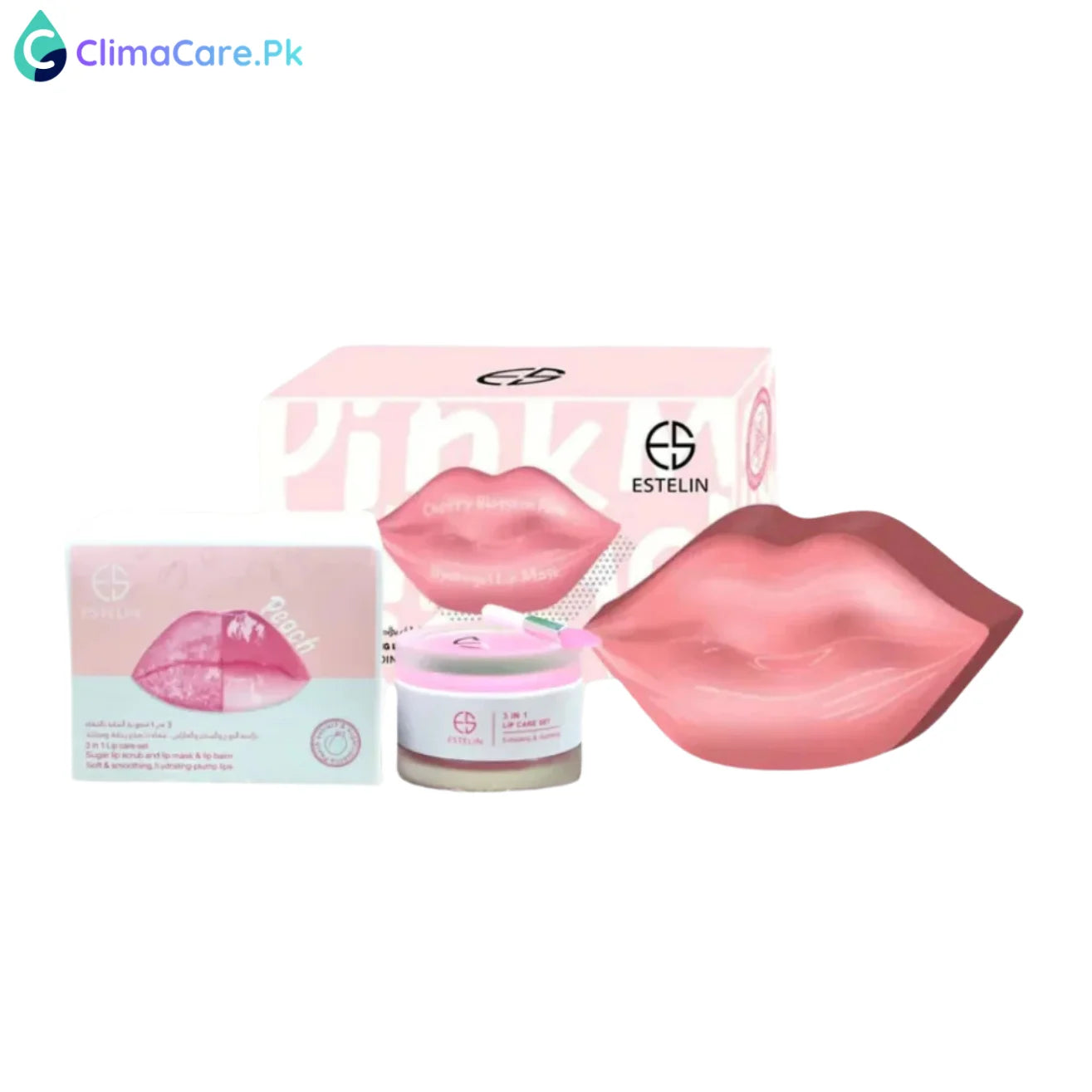 DR RASHEL ESTELIN CHERRY BLOSSOM PINK HYDROGEL LIP MASK &amp; 3-IN-1 PEACH LIP CARE SET