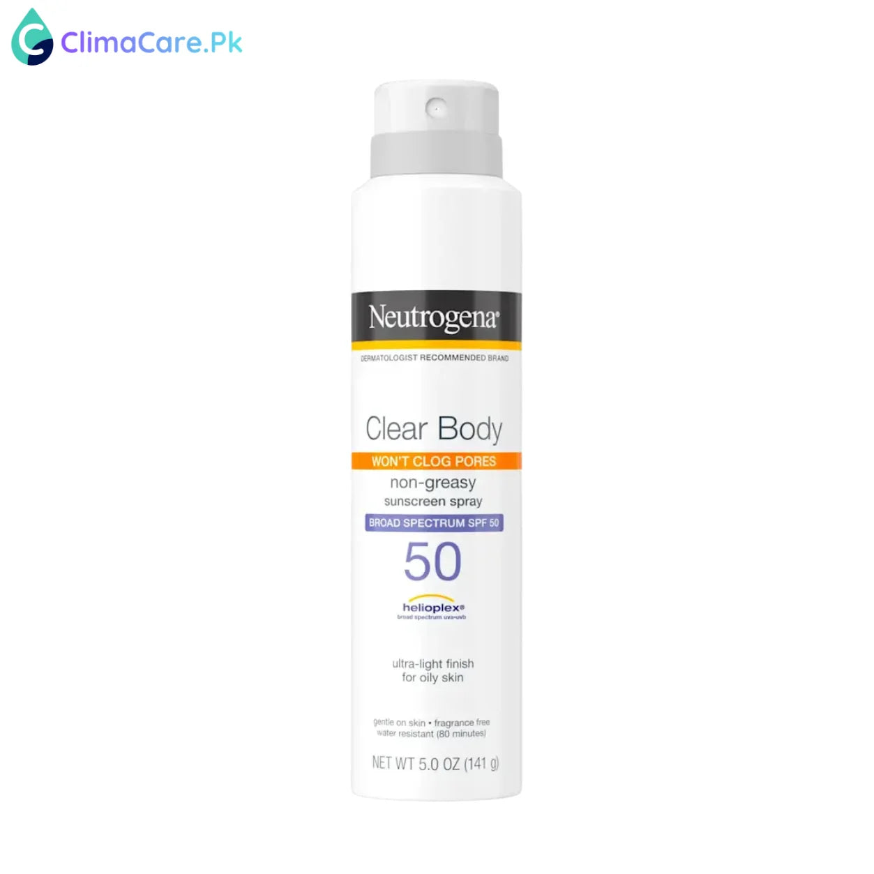 NEUTROGENA Clear Body SPF 50 Sunscreen Spray, Non-Comedogenic, 5 oz