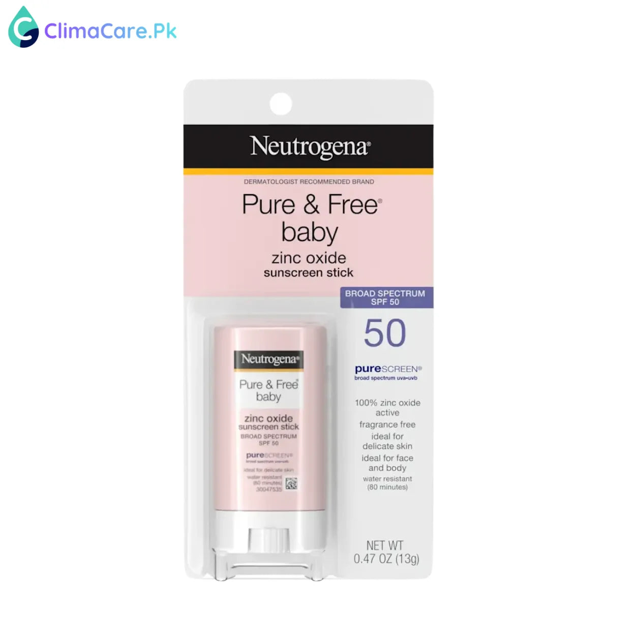NEUTROGENA Pure & Free Baby Sunscreen Stick Broad Spectrum SPF 50, 0.47 Oz