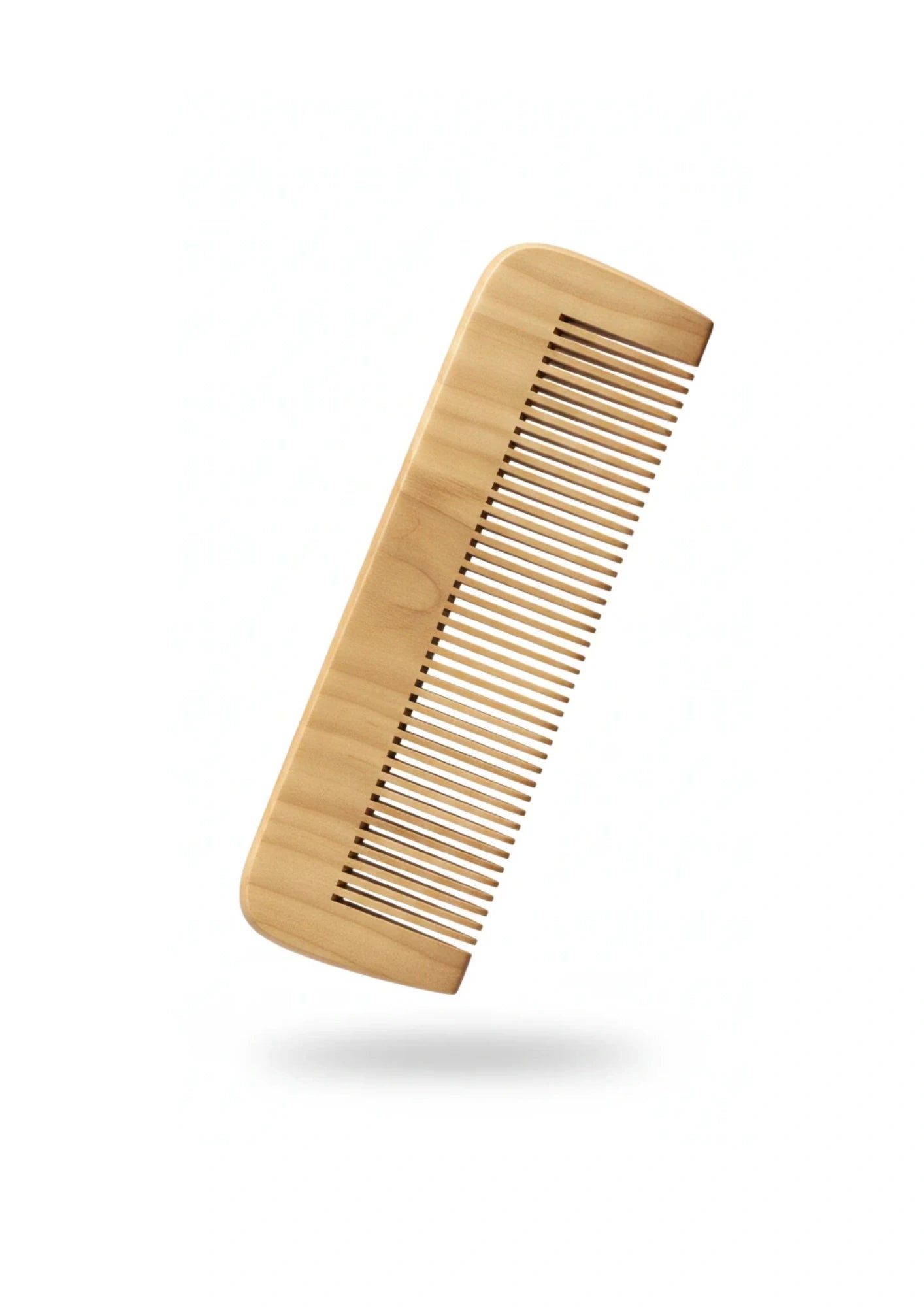 Natural wood hair comb