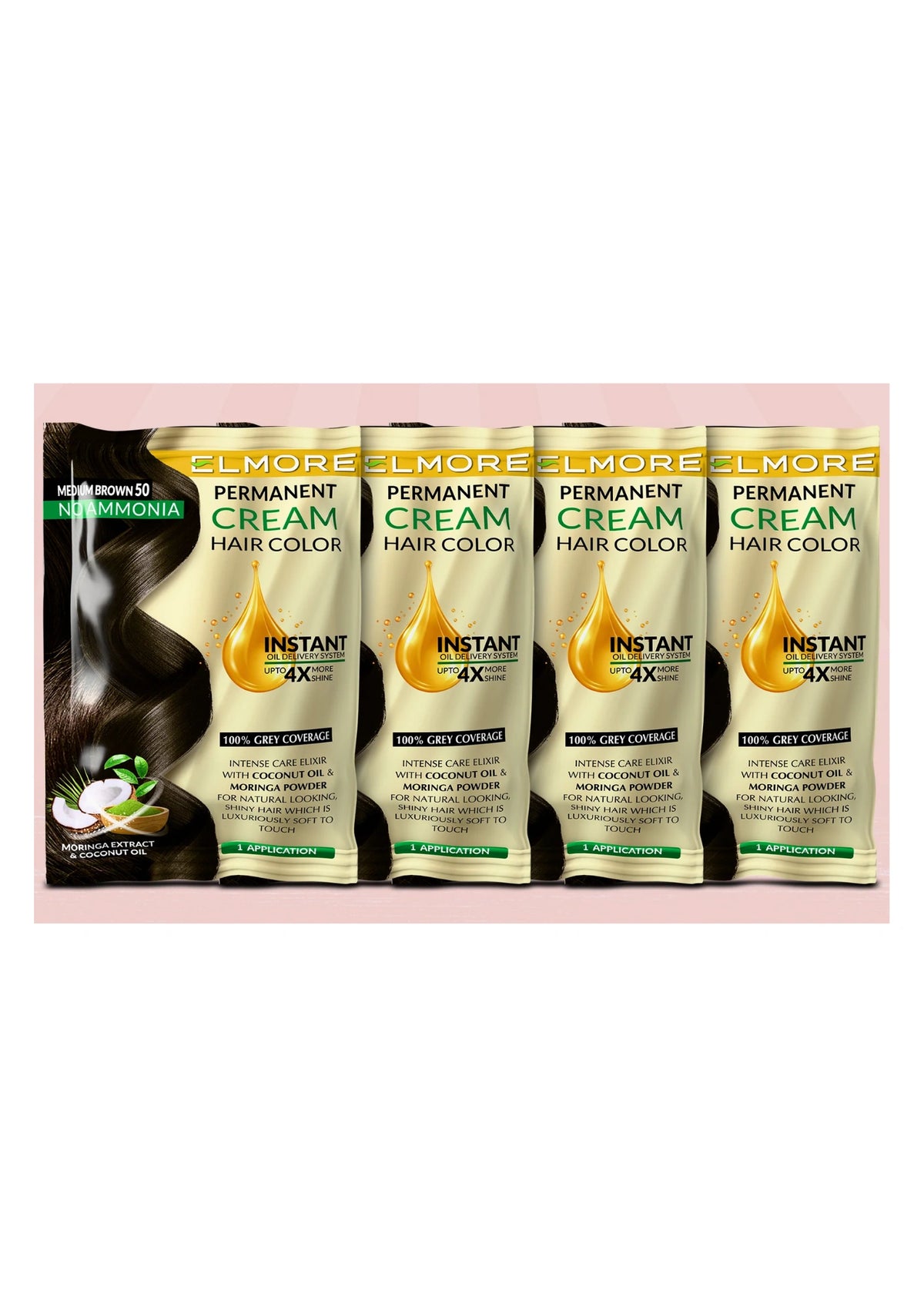 Pack of 4 Advanced Cream Hair Color Medium Brown 50