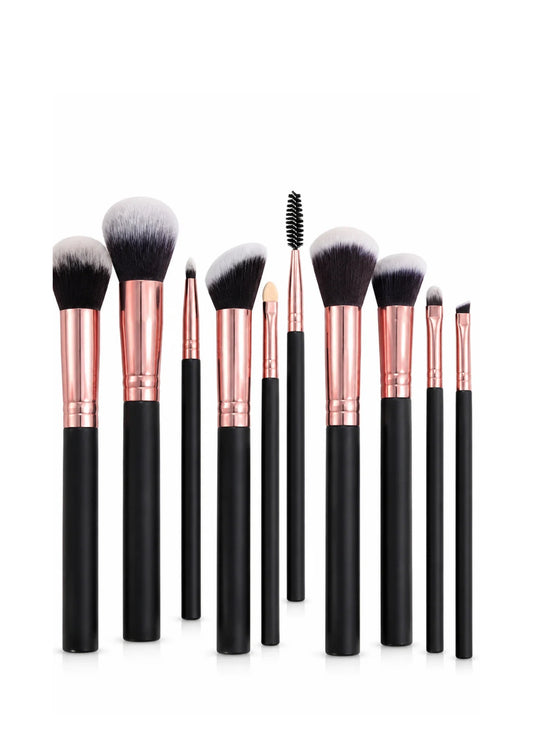 Premium Black Makeup Brush Set (10 Pieces) _ B&B Derma